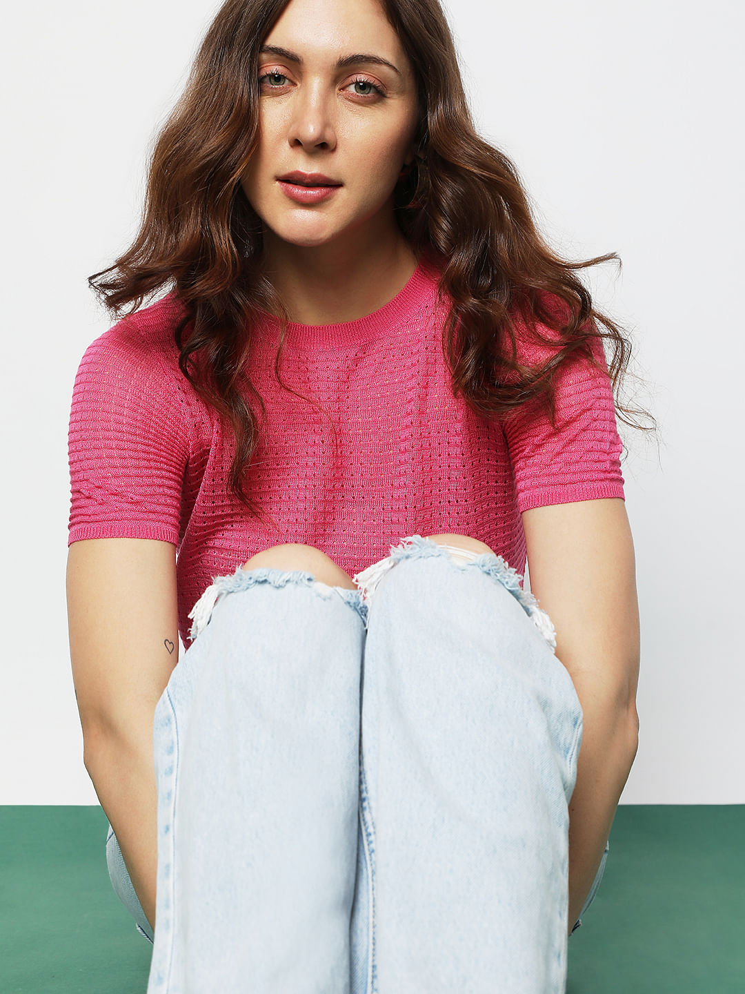 Pink Textured Knit Top