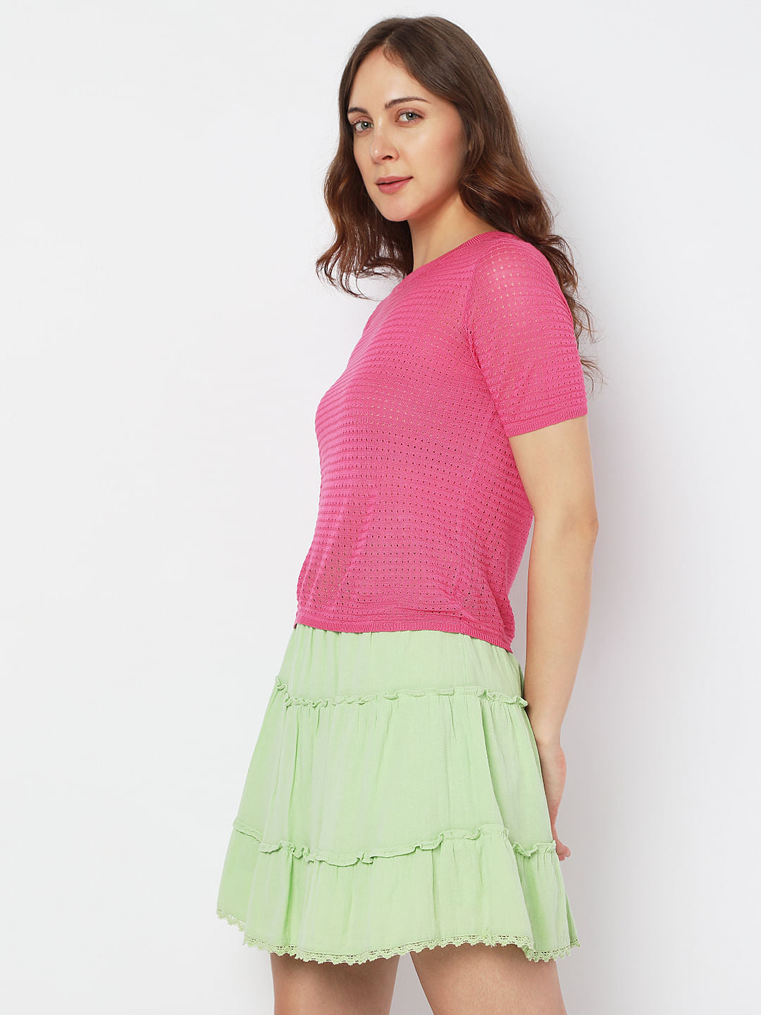 Pink Textured Knit Top