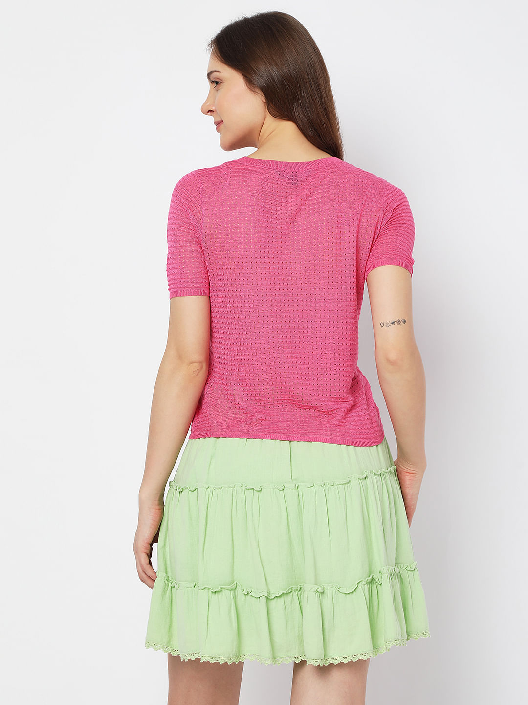Pink Textured Knit Top