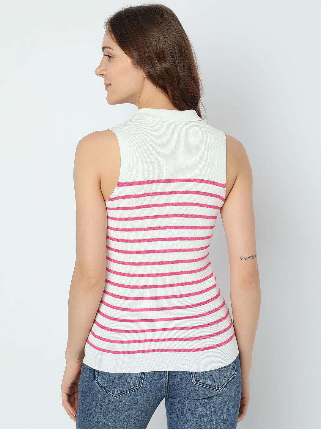 Pink Striped Knit Top