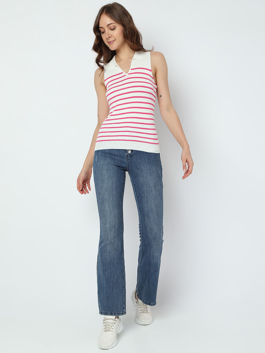 Pink Striped Knit Top