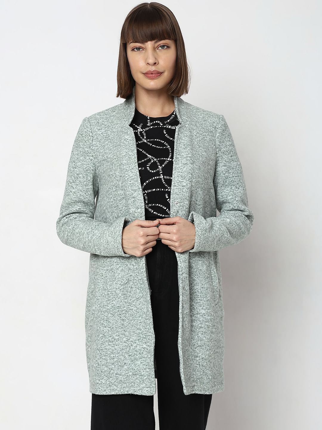 Green Melange Long Coat