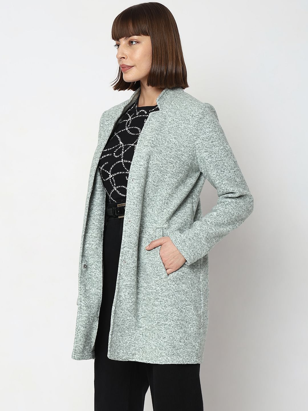 Green Melange Long Coat