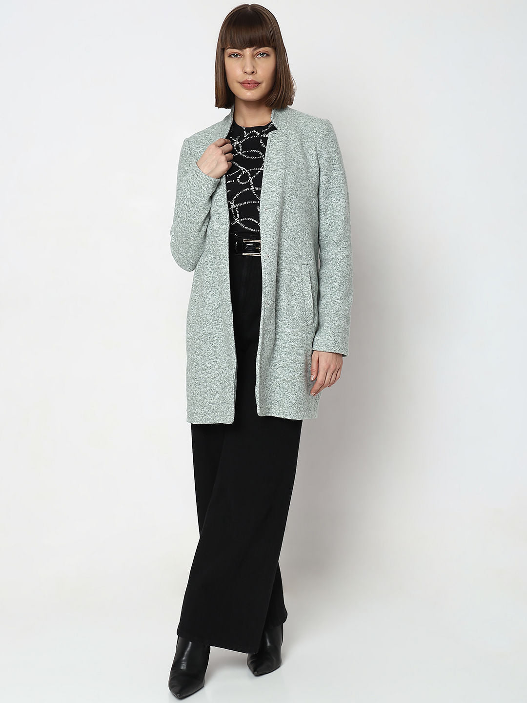 Green Melange Long Coat