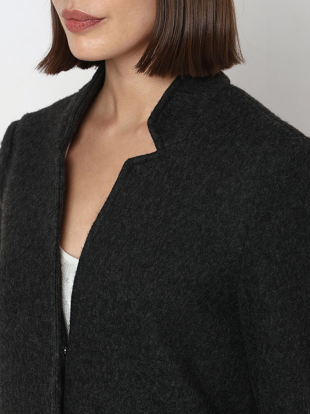 Dark Grey Melange Long Coat