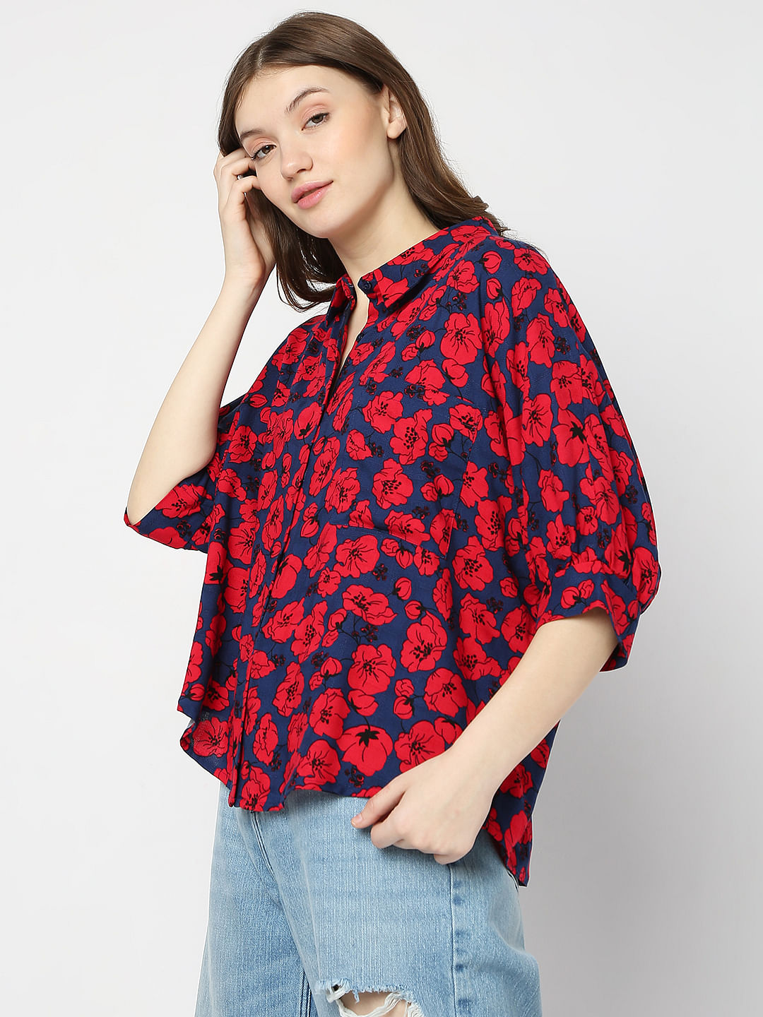 Red Floral Print Shirt