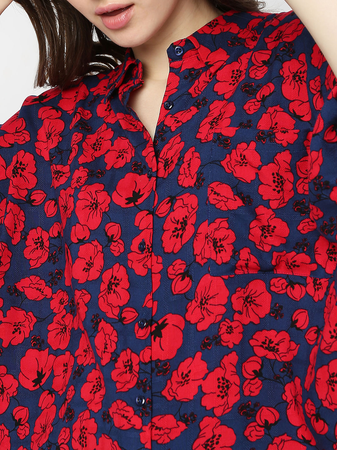 Red Floral Print Shirt