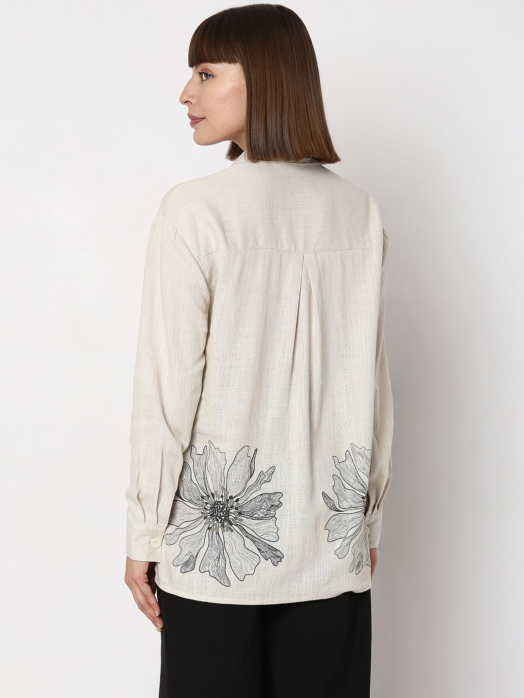 Off-White Floral Asymmetric Shirt