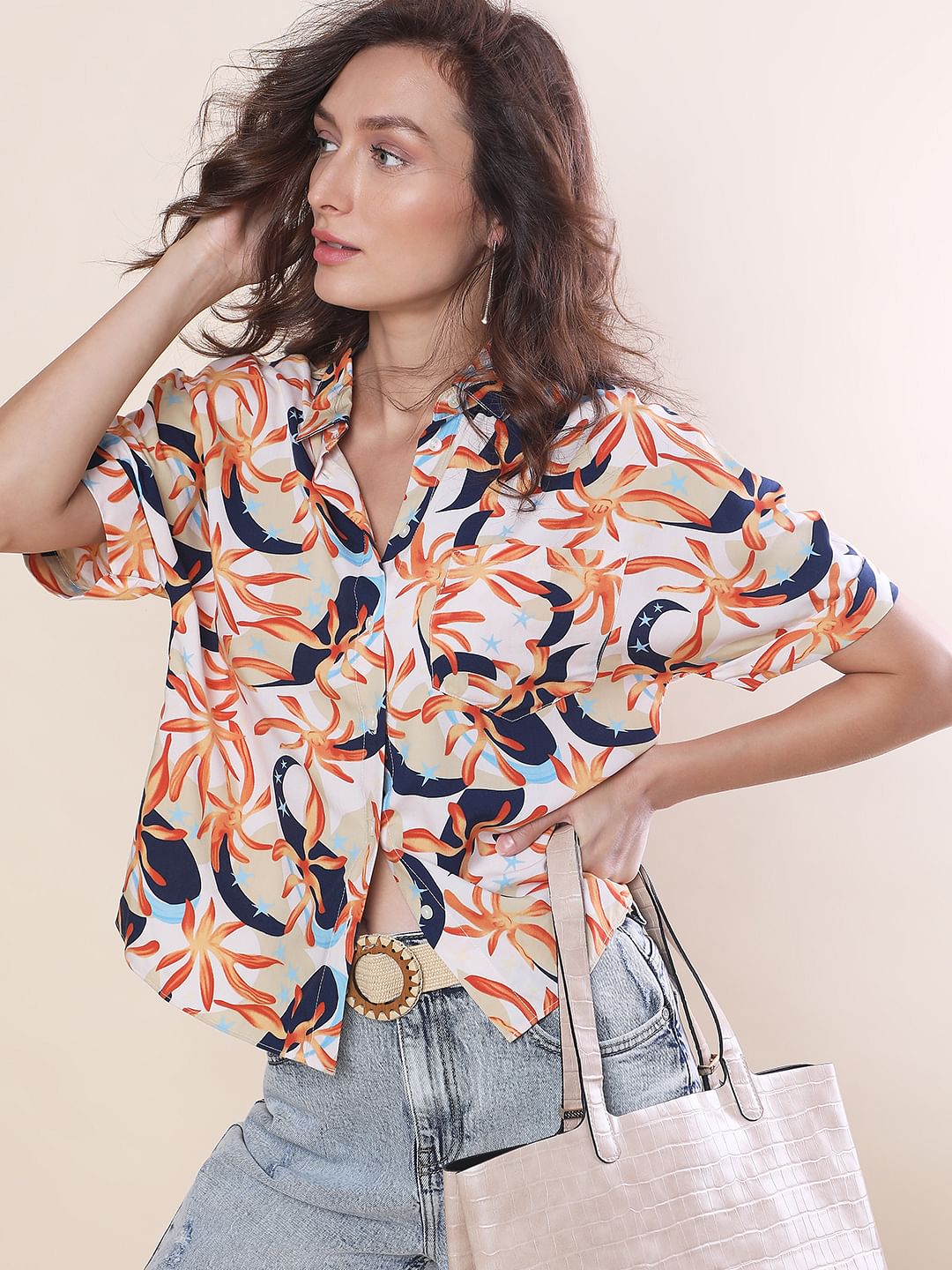 Peach Printed Shirt