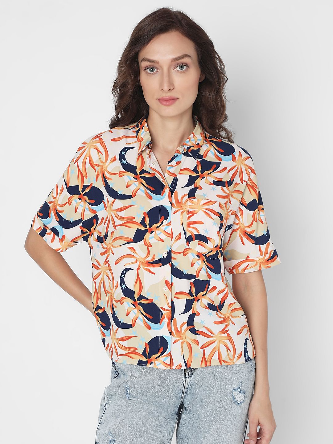 Peach Printed Shirt