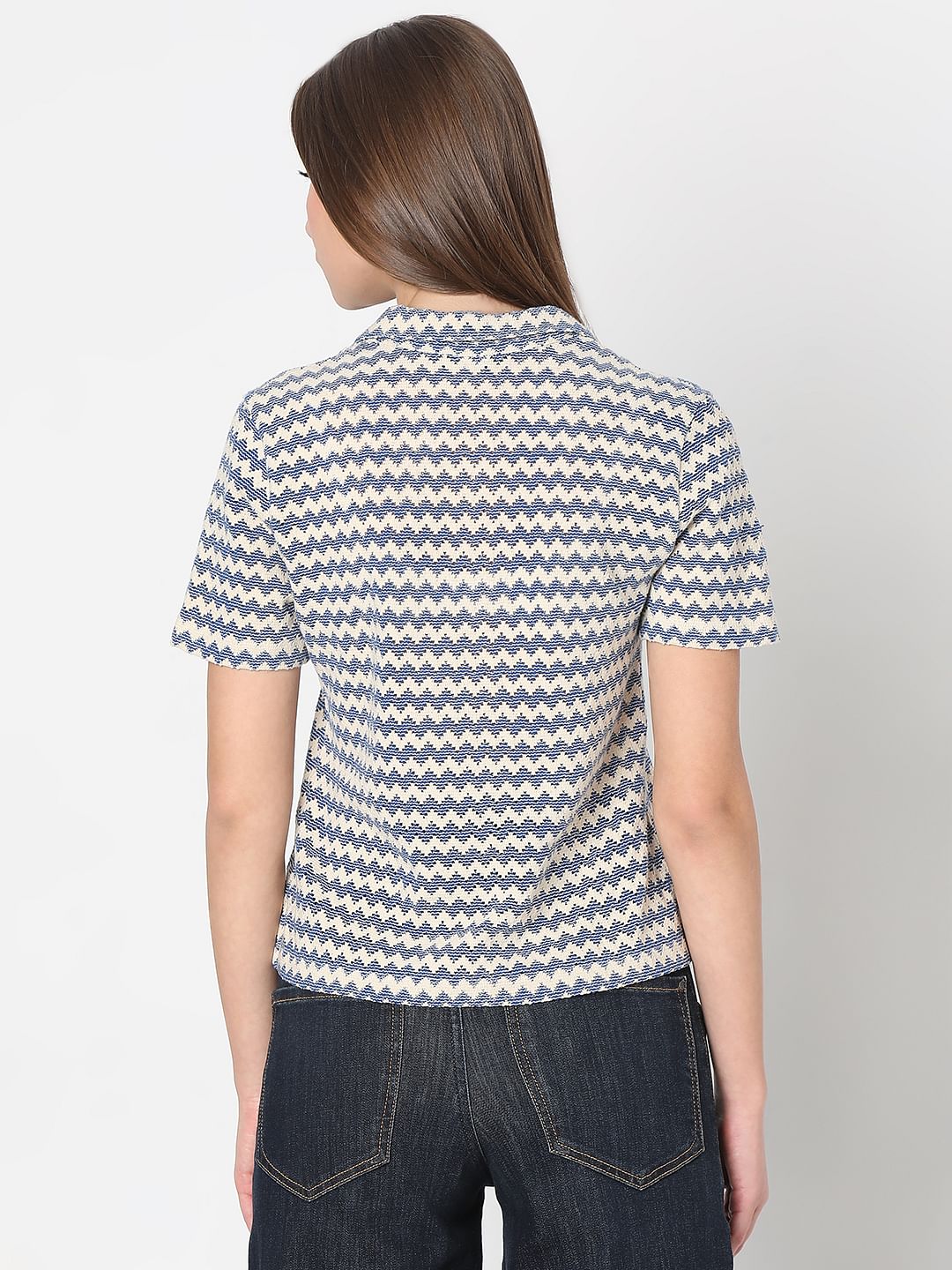 Beige Abstract Print Polo