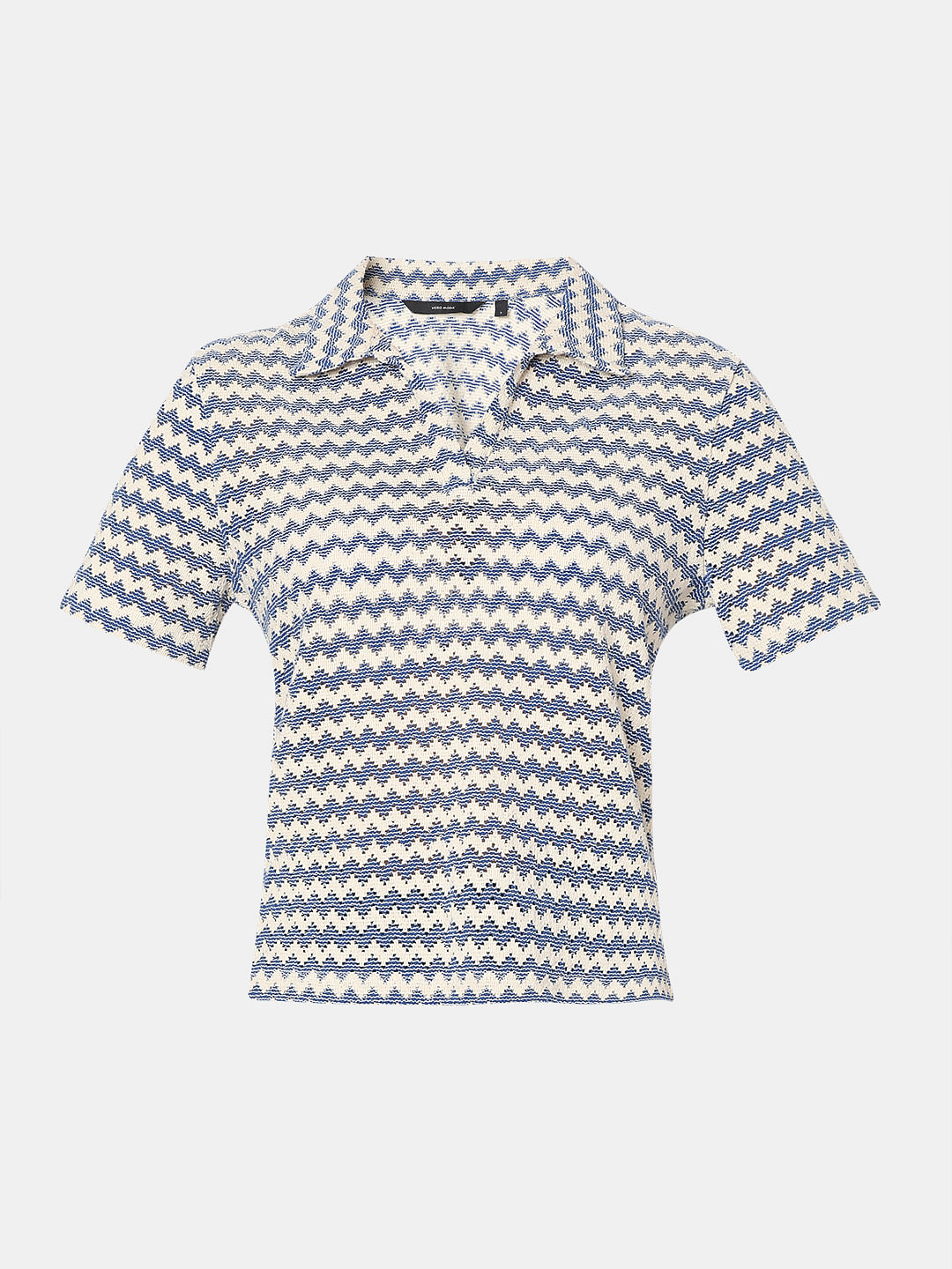 Beige Abstract Print Polo