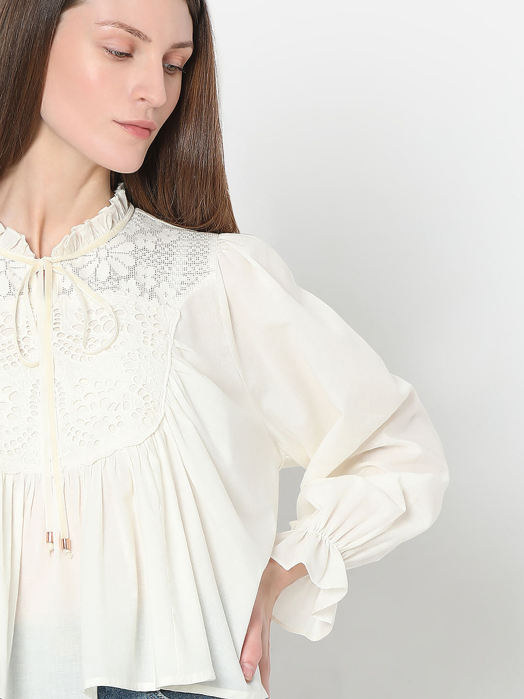 Off-White Schiffli Top