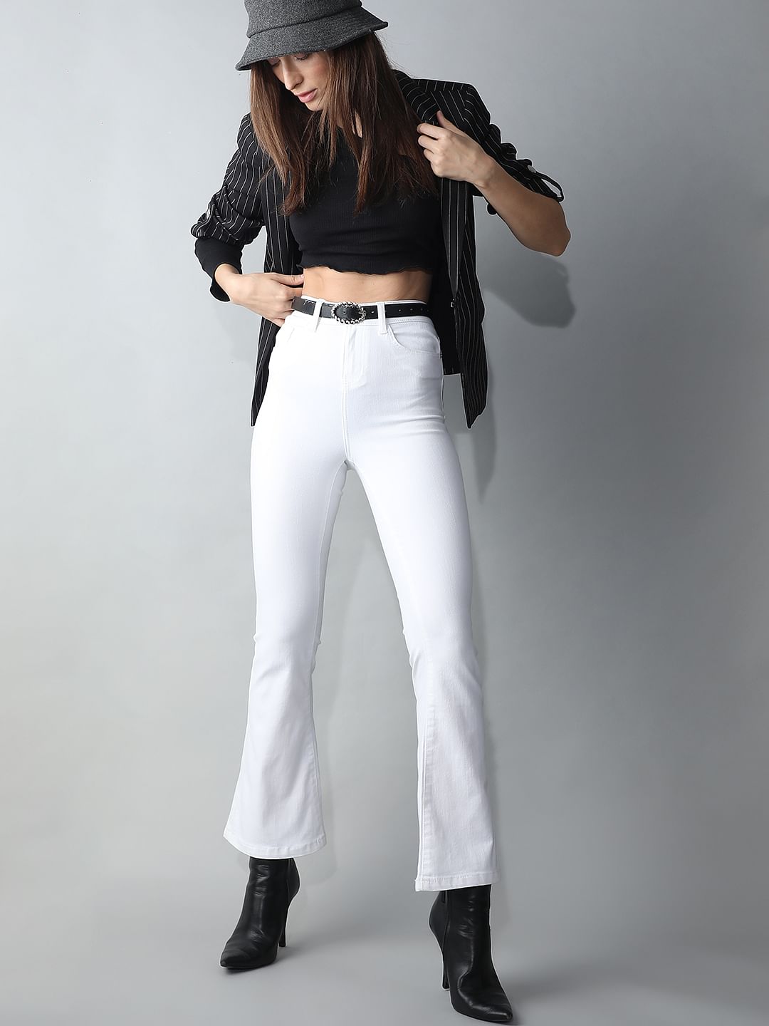 White High Rise Petra Bootcut Jeans