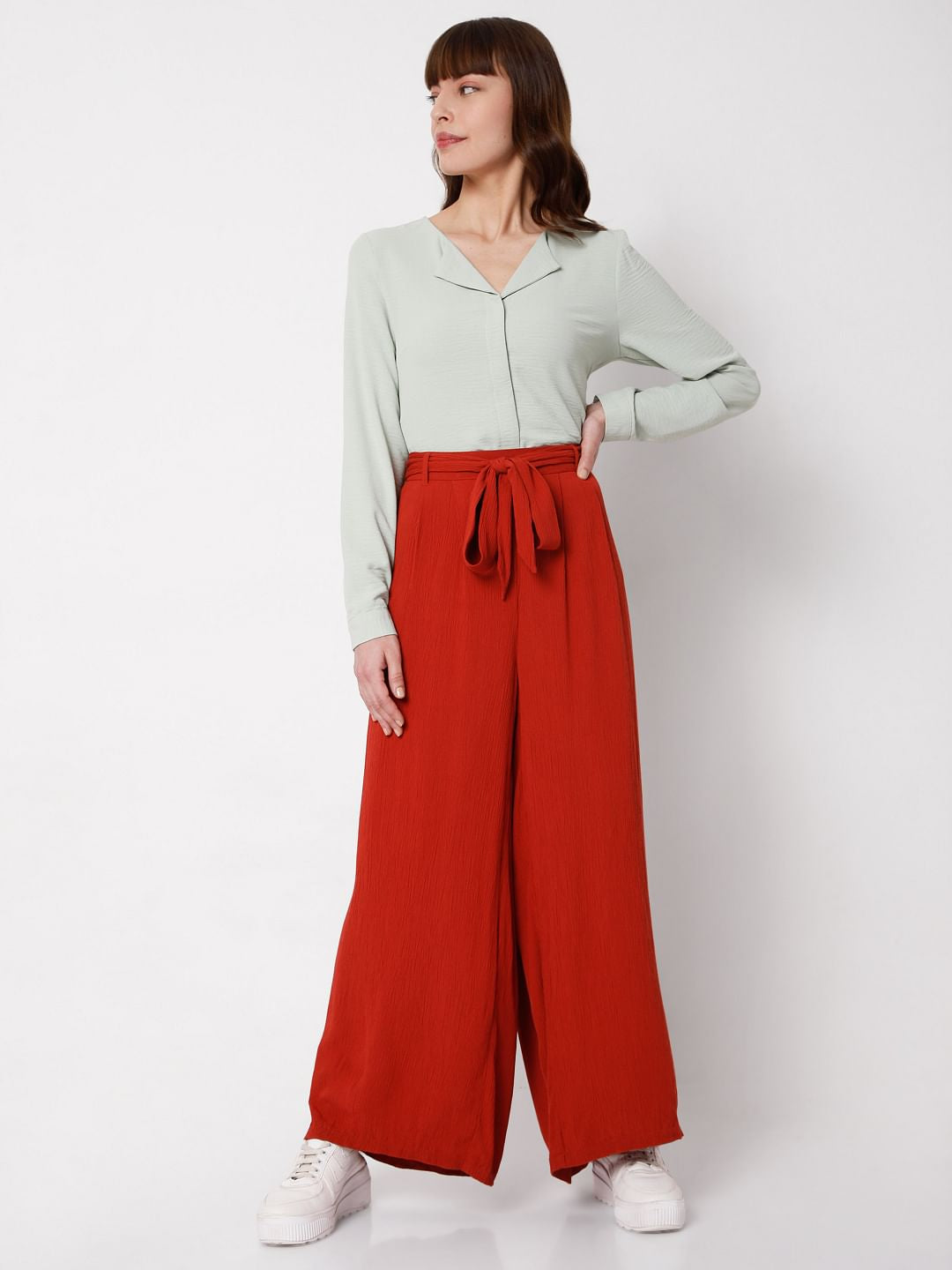 Brick Red Wide Leg Pants