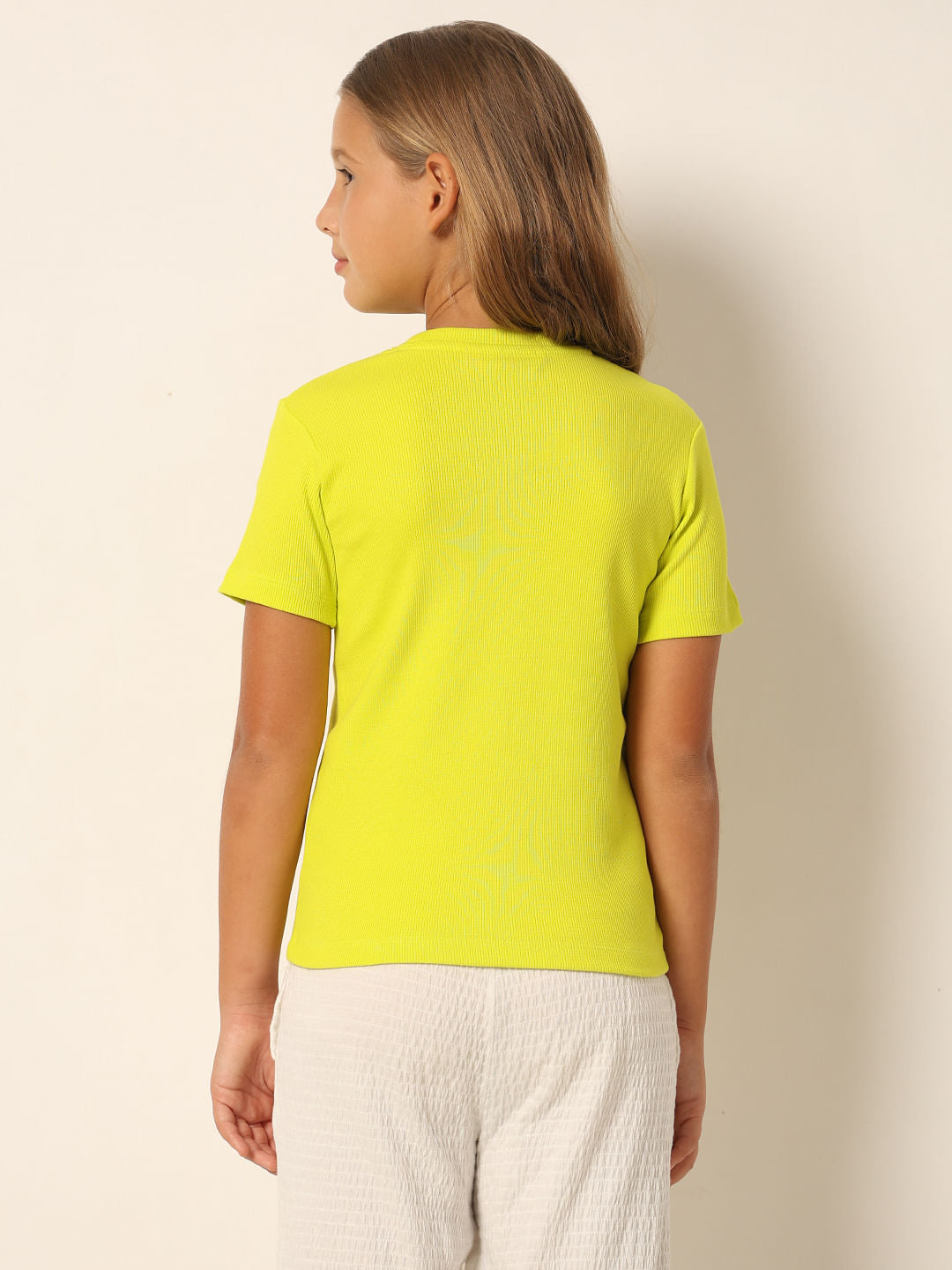 Neon Green Knitted Cut-Out T-Shirt