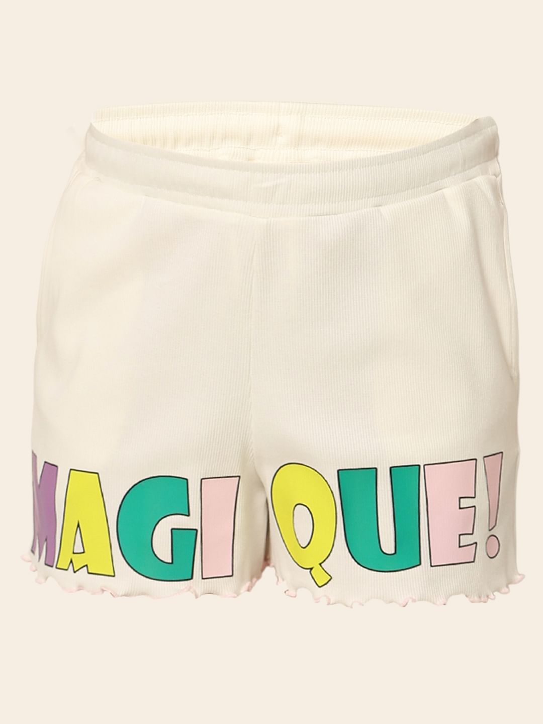 White Ribbed Co-Ord Set Shorts