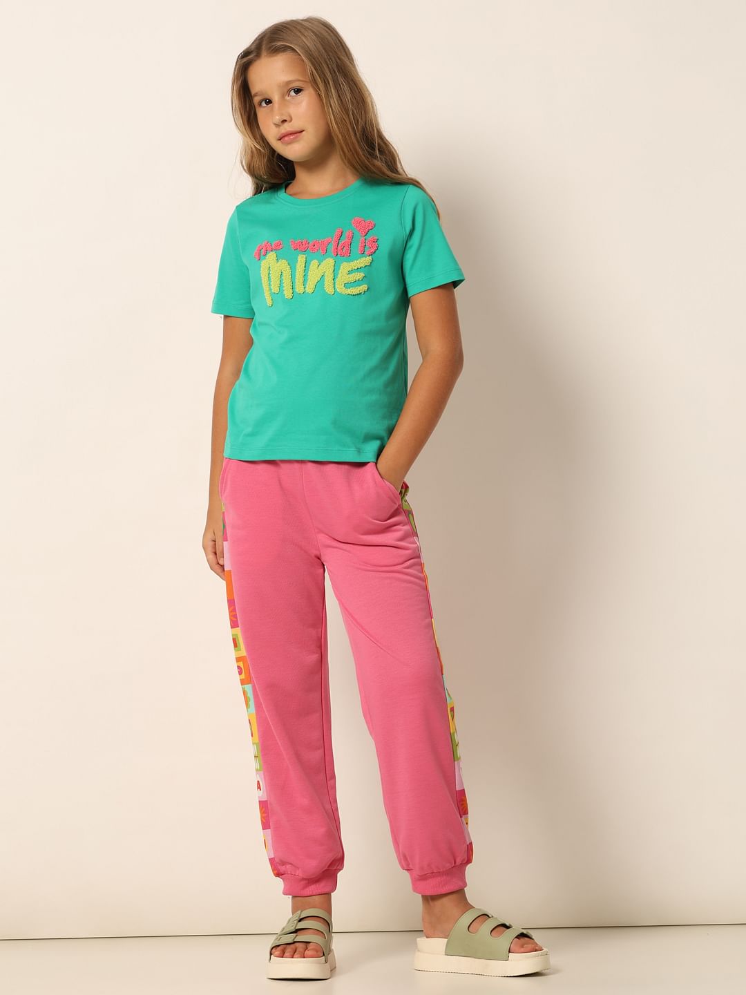 Green Text Print T-Shirt