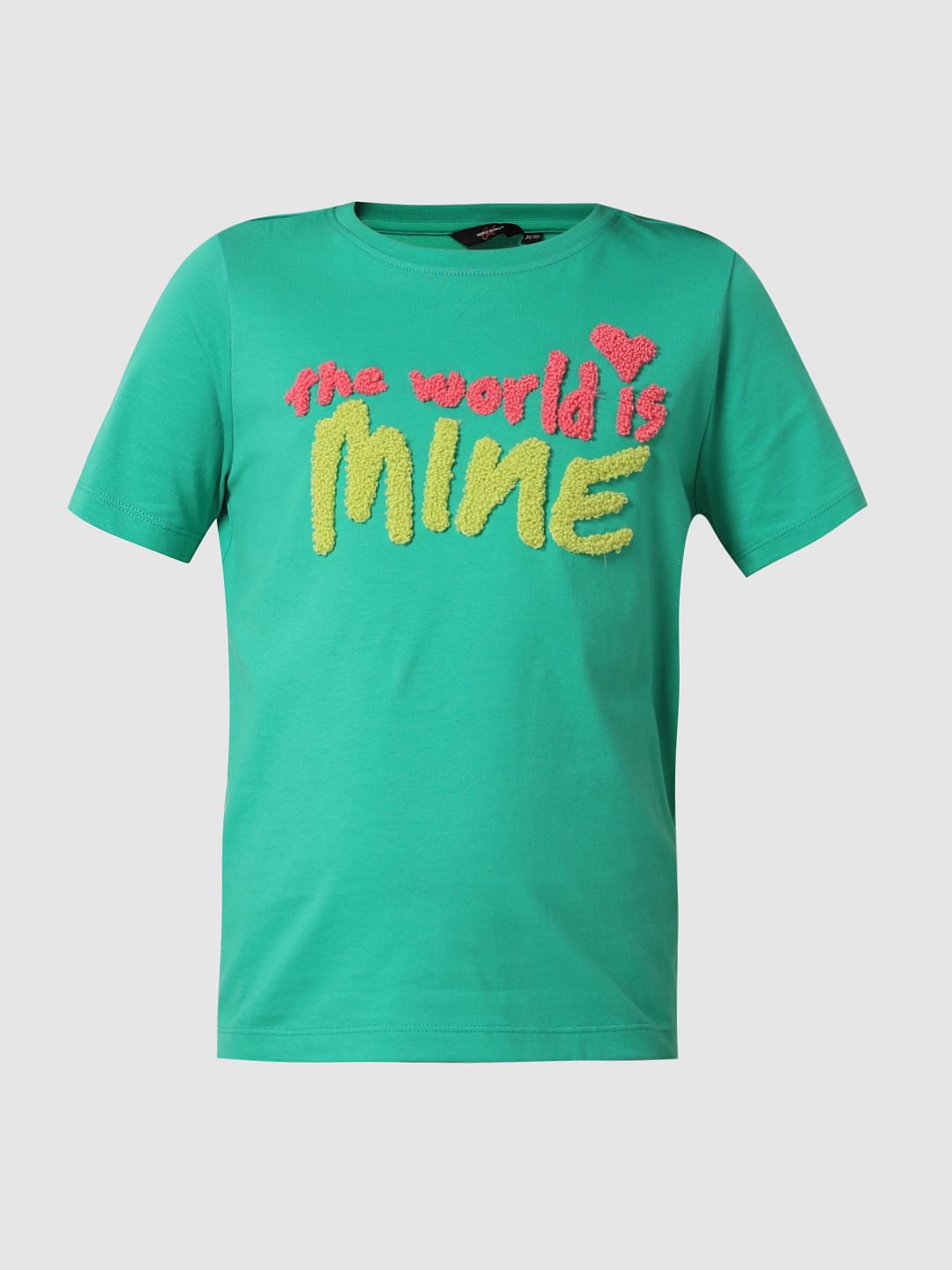 Green Text Print T-Shirt