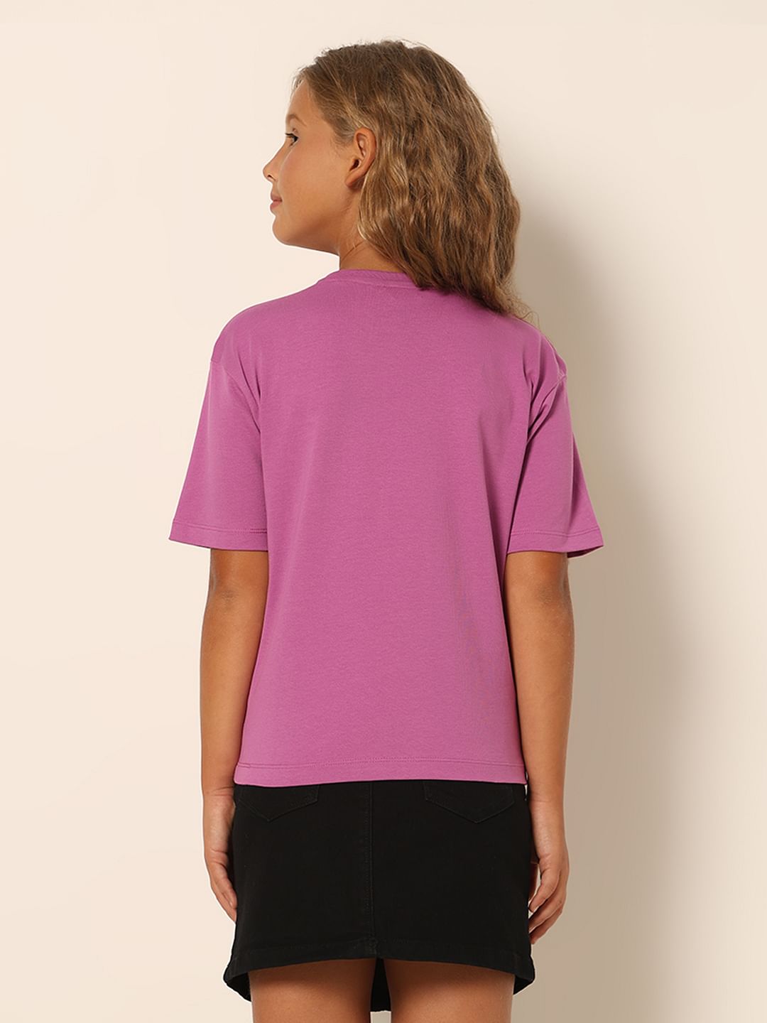 Girls Purple Bead Detail T-Shirt