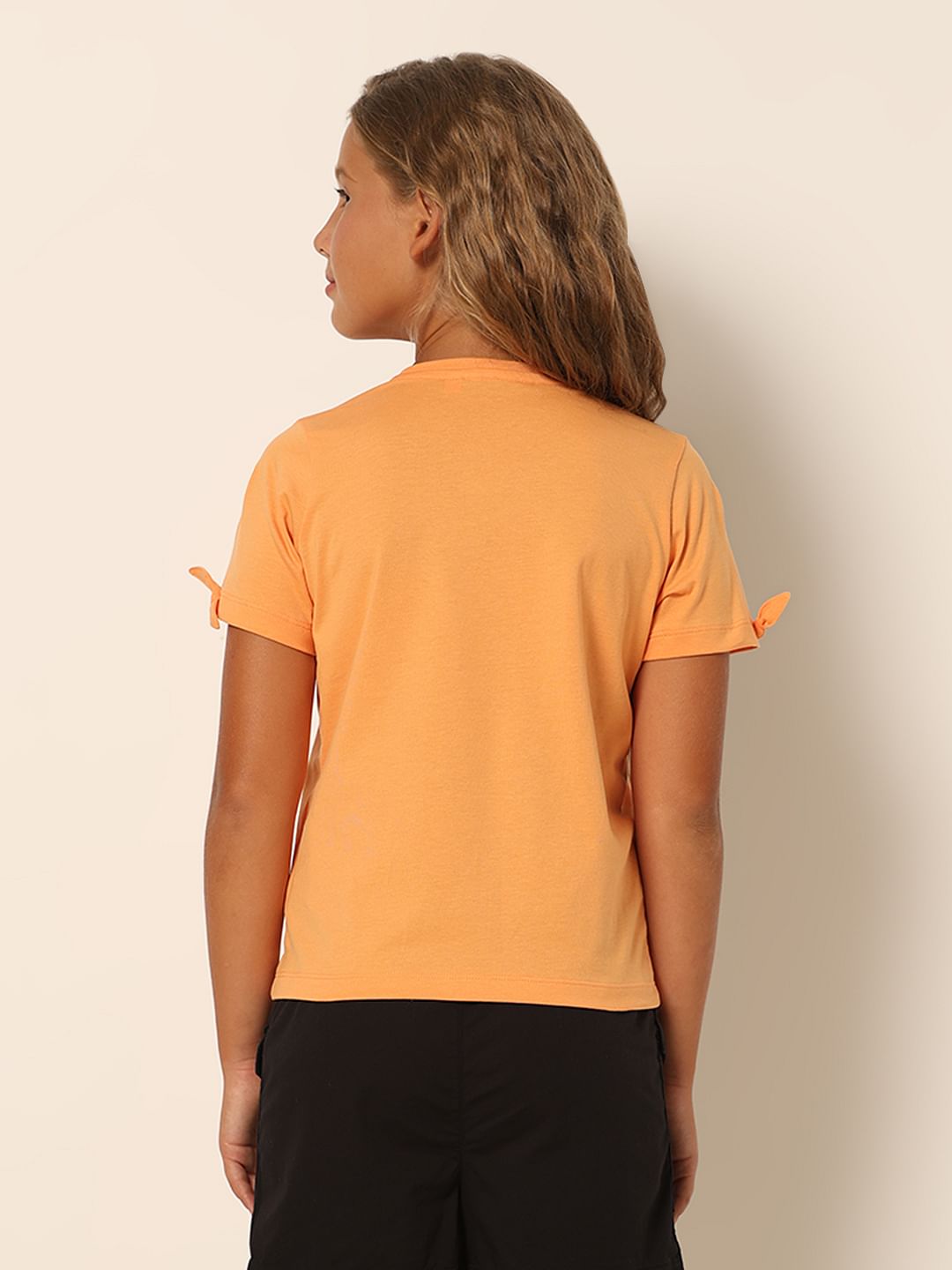 Girls Orange Sequin Graphic T-Shirt