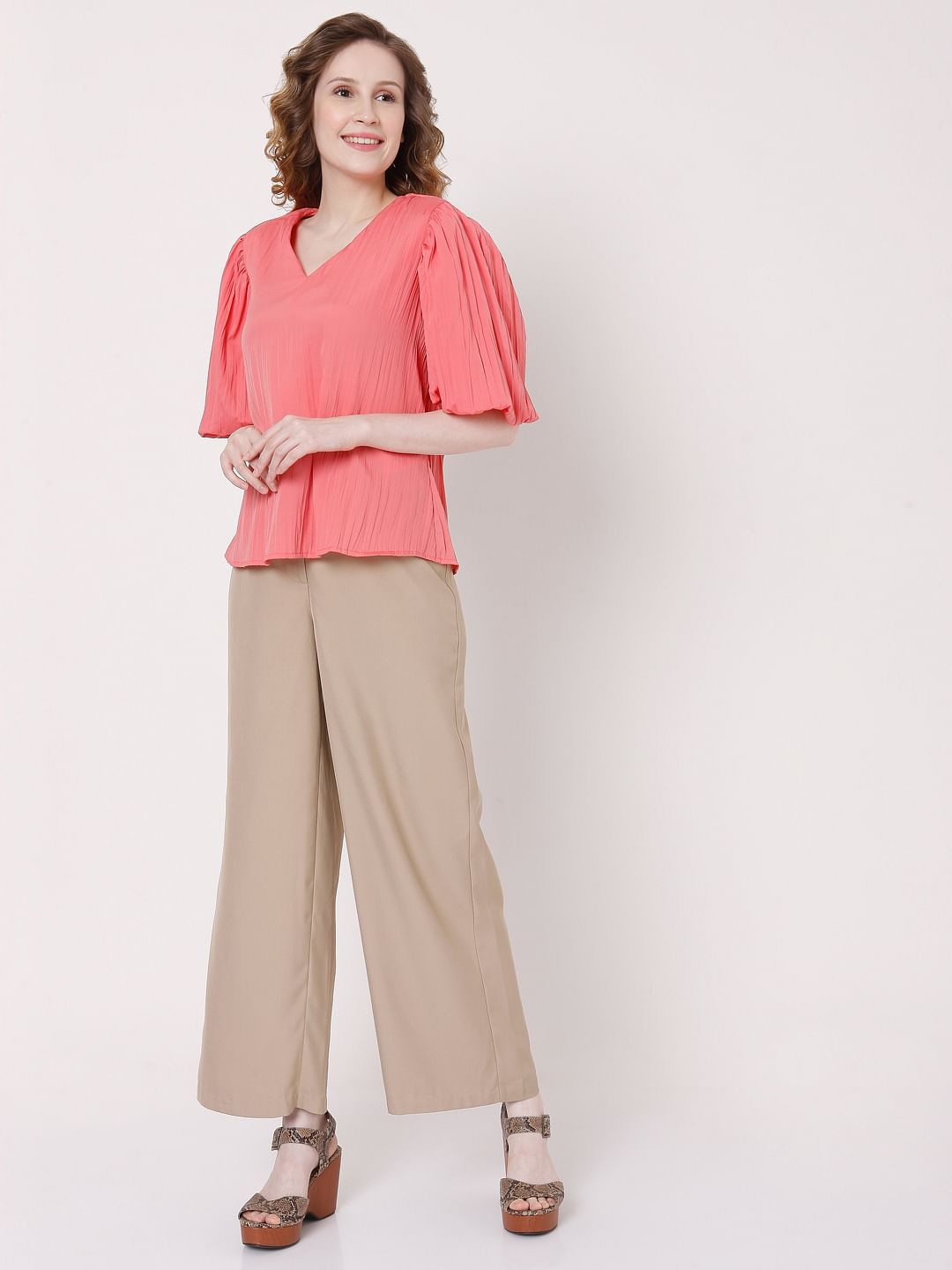 Pink V Neck Top