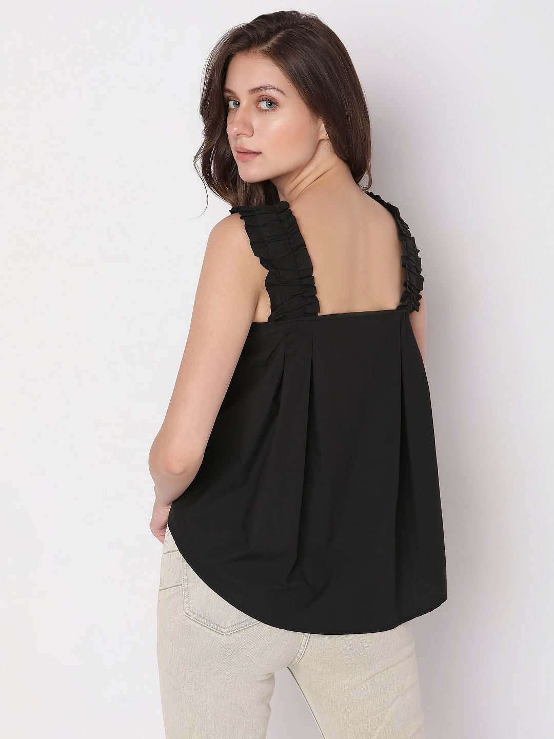 Black Square Neck Top