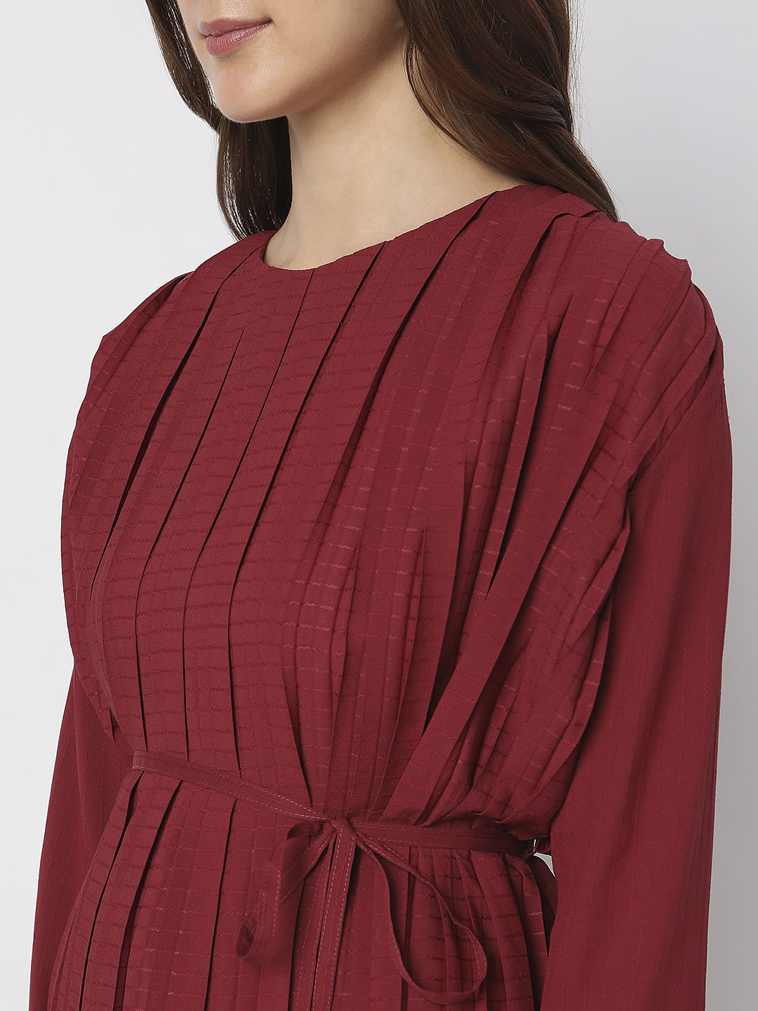 Brick Red Pleated Top