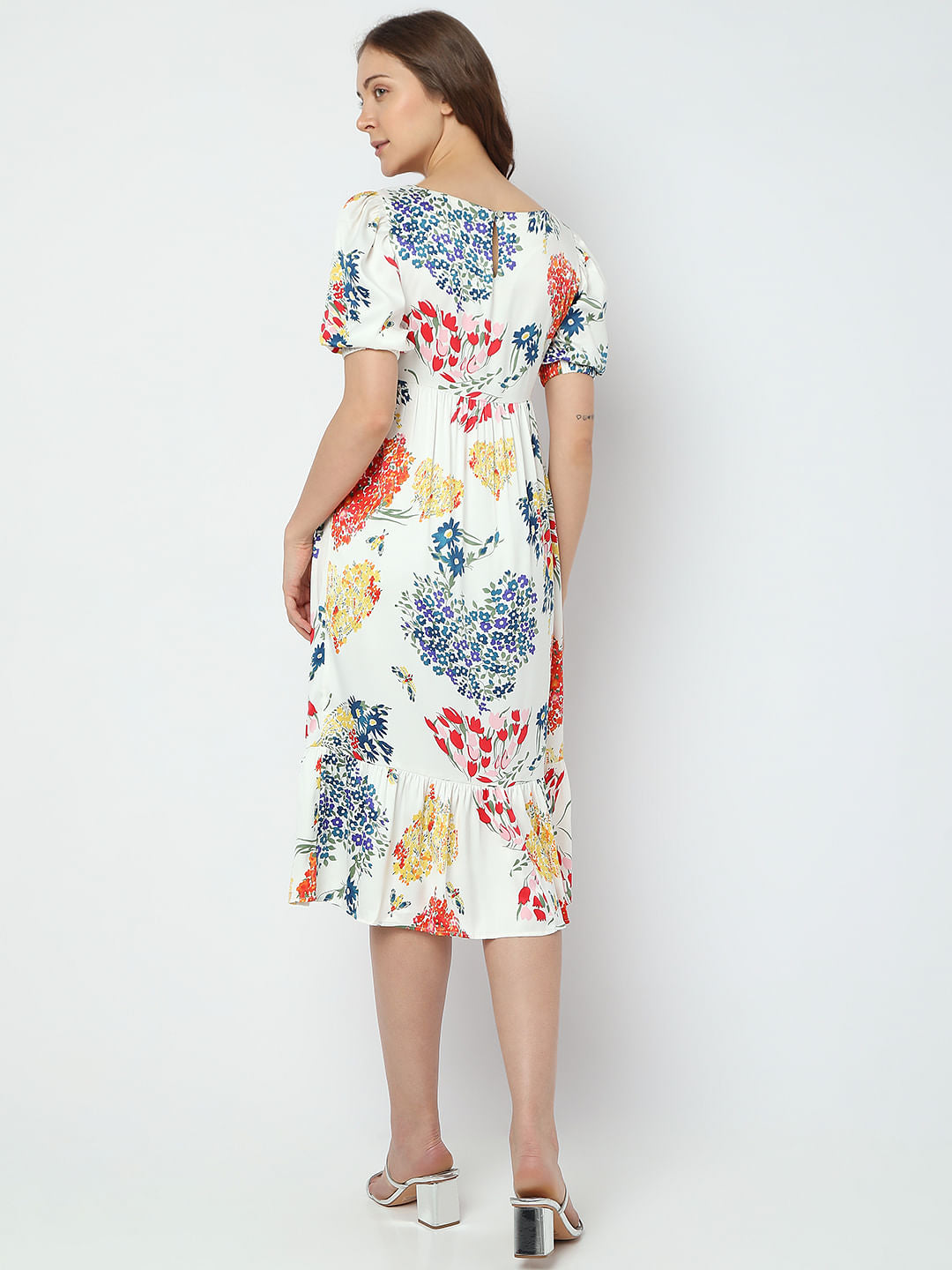 White Floral Midi Dress