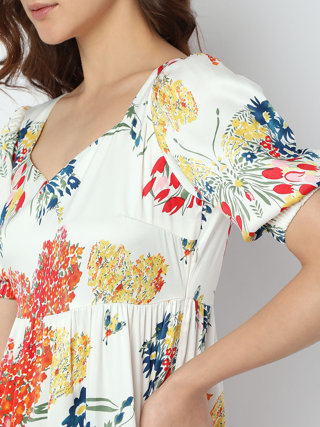 White Floral Midi Dress