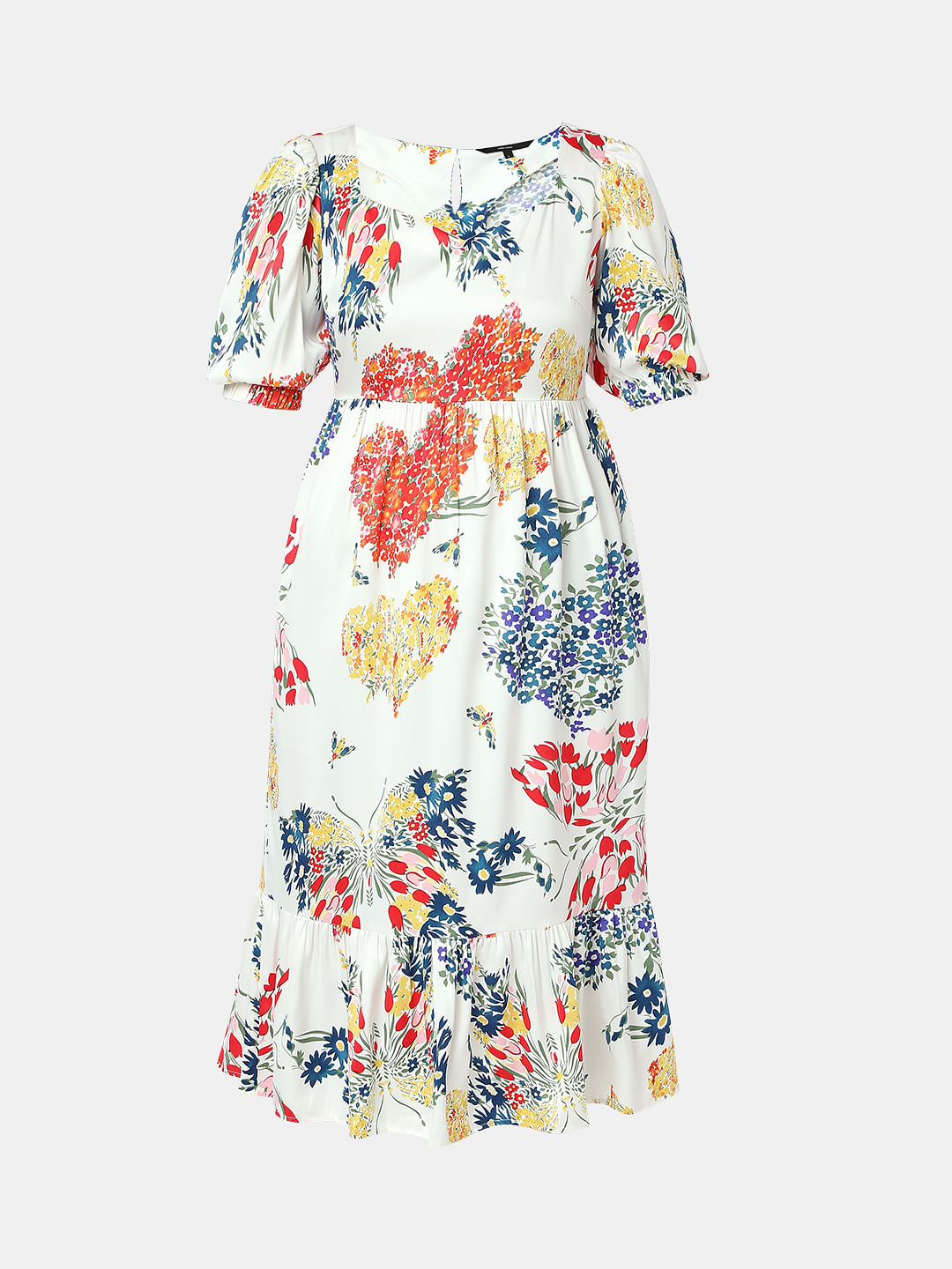 White Floral Midi Dress