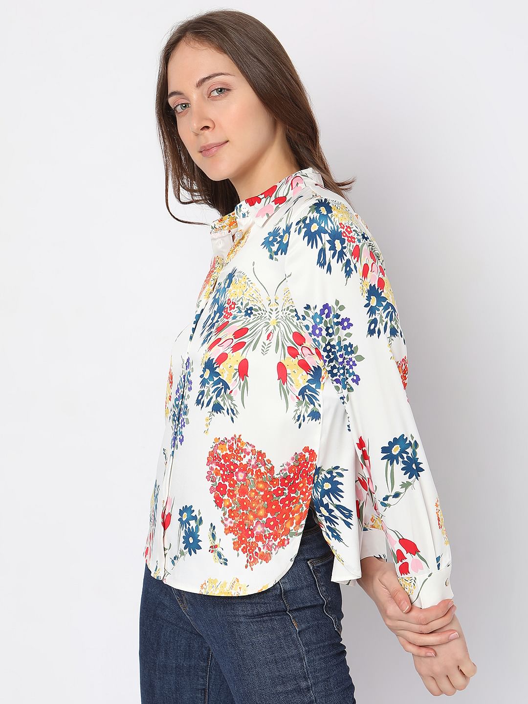 White Floral Shirt