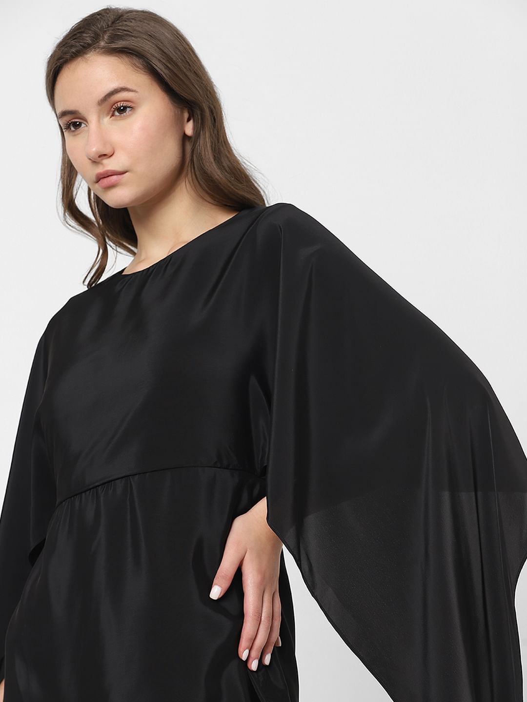 Black Satin Fit & Flare Dress