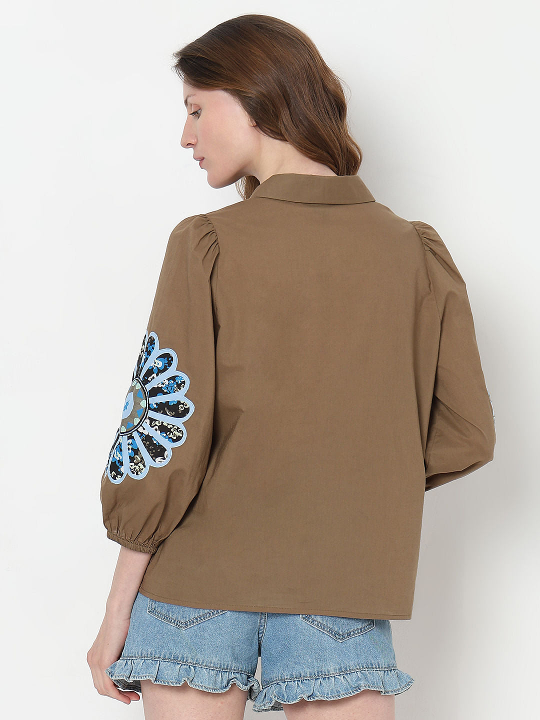 Brown Embroidered Shirt