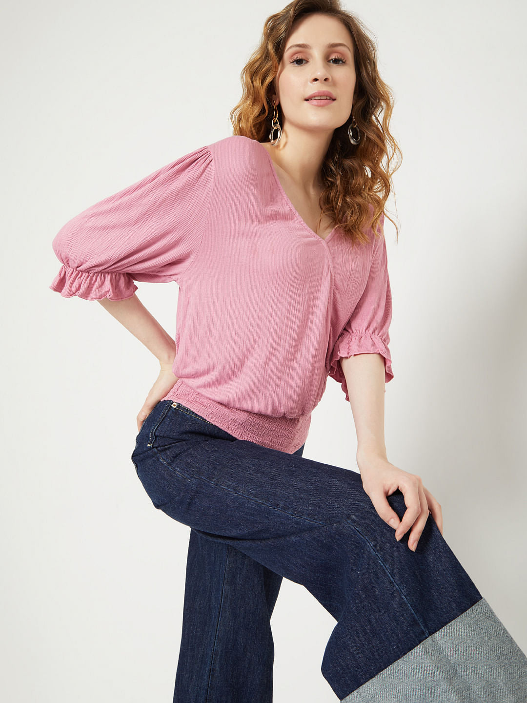 Pink V Neck Top