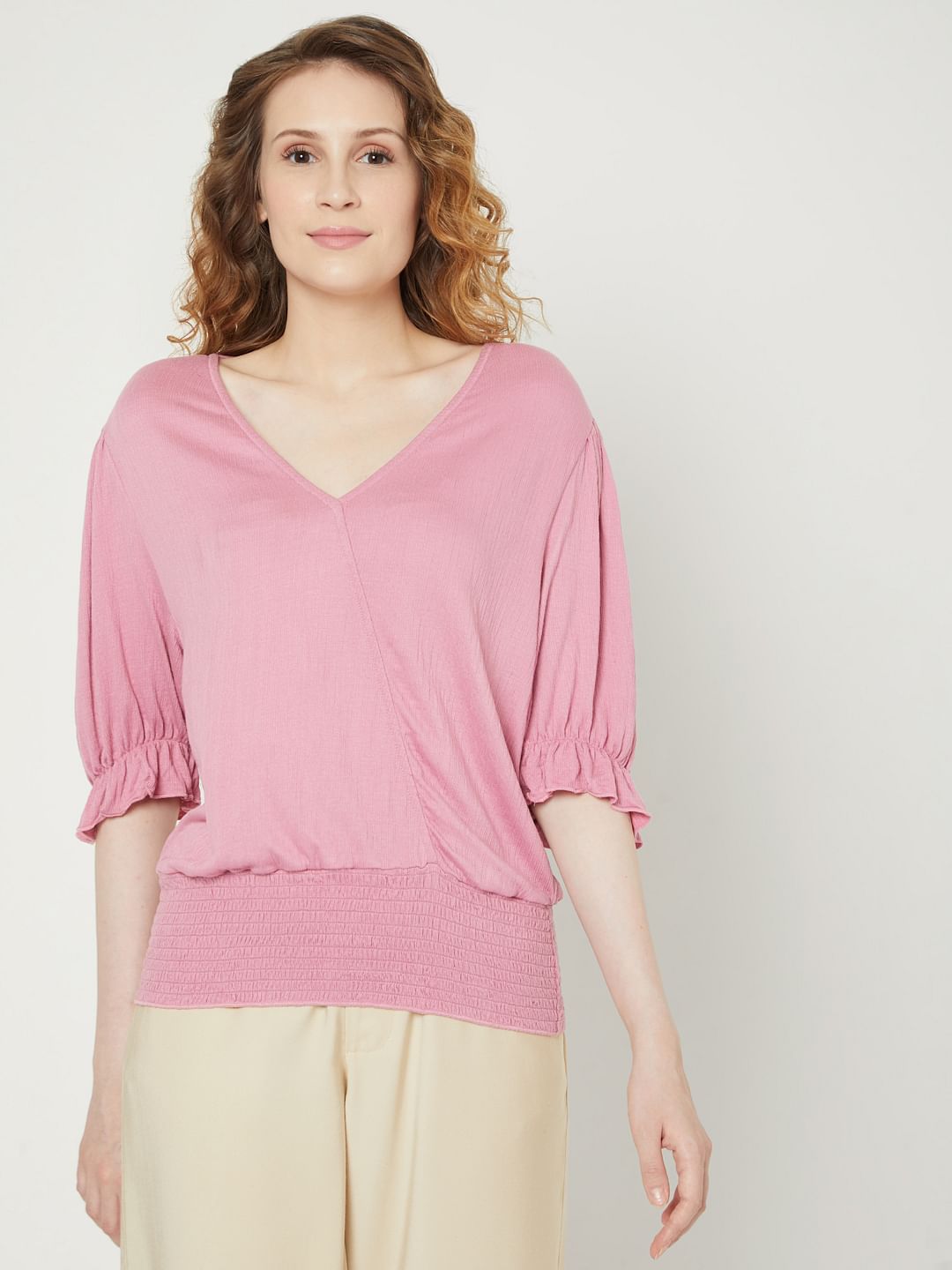 Pink V Neck Top