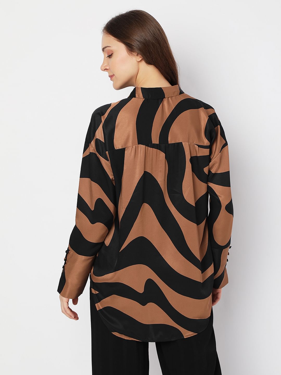 Brown Printed Long Shirt