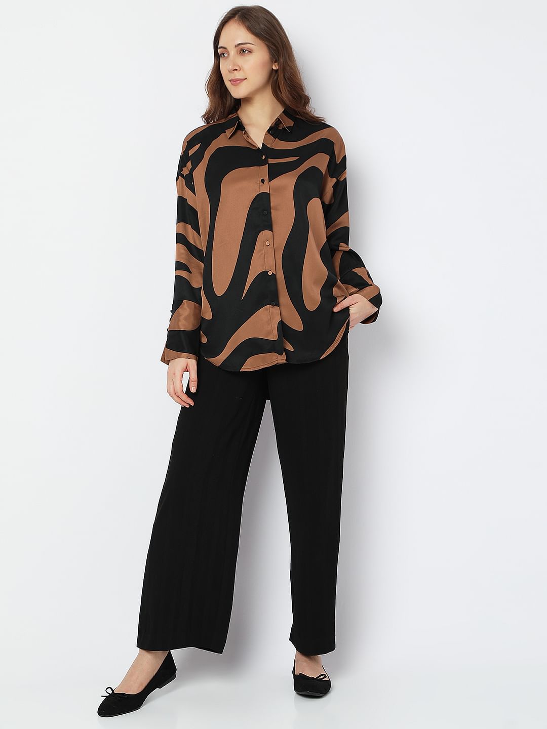 Brown Printed Long Shirt