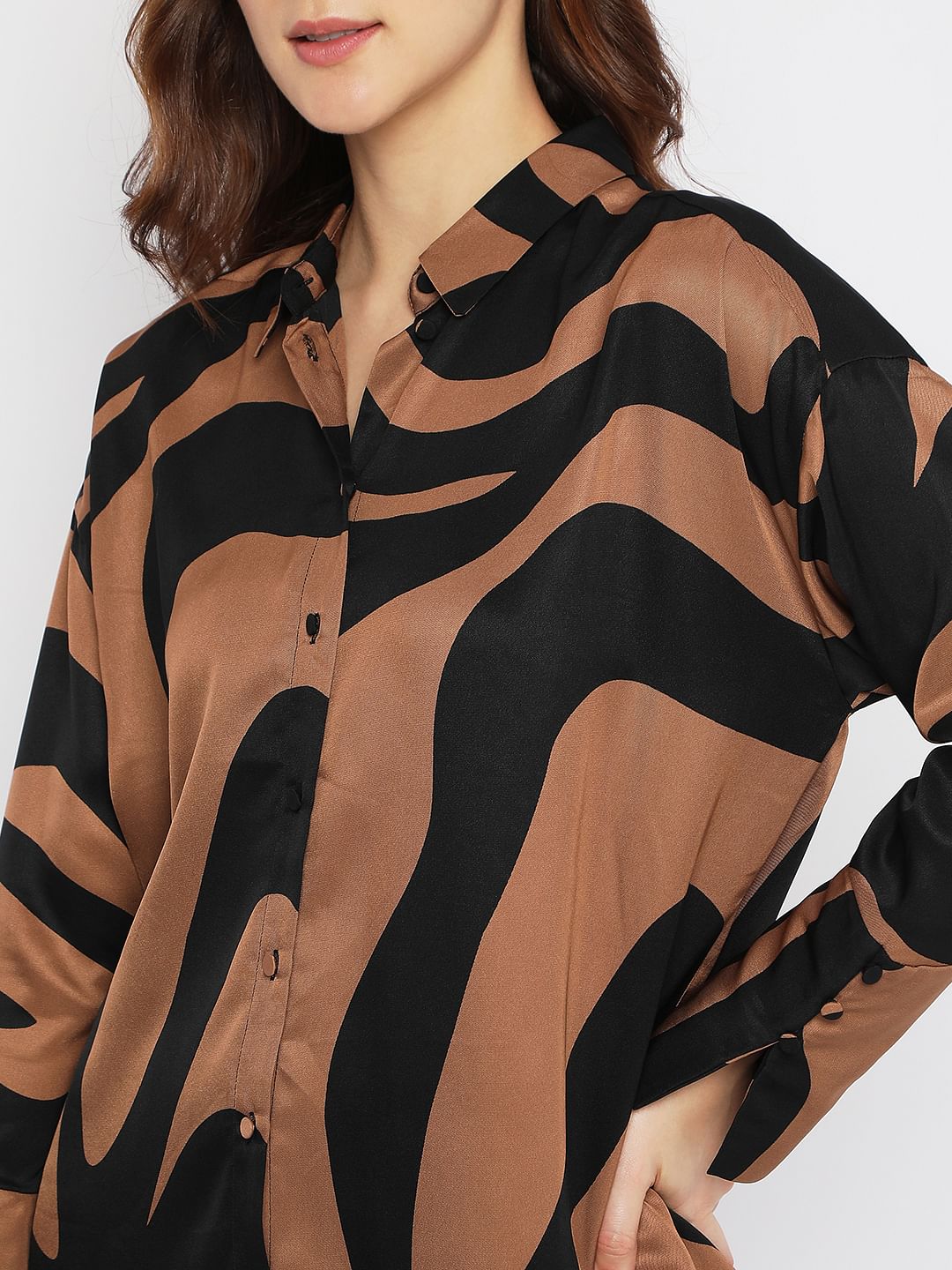 Brown Printed Long Shirt