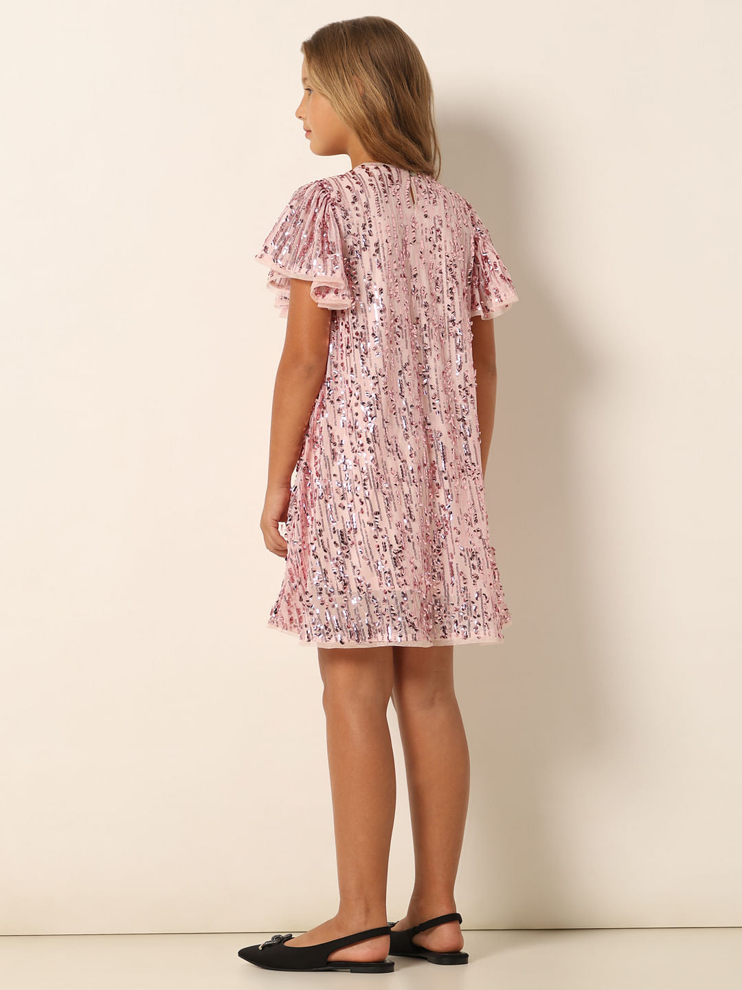 Pink Sequin Detail Shift Dress