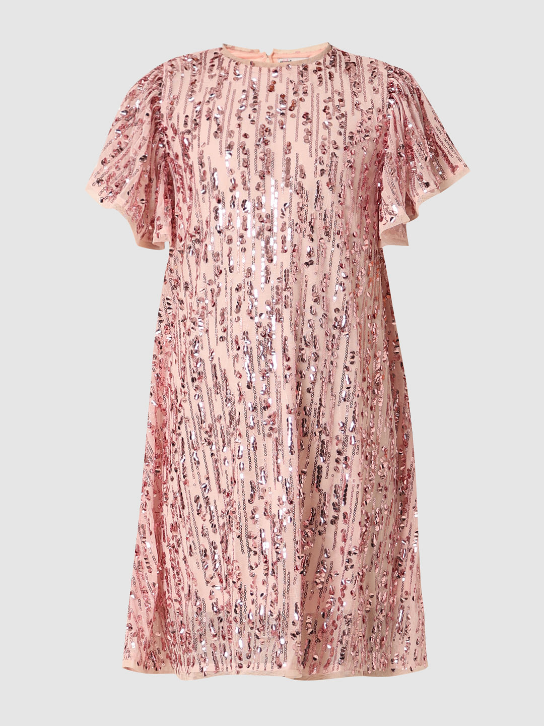 Pink Sequin Detail Shift Dress