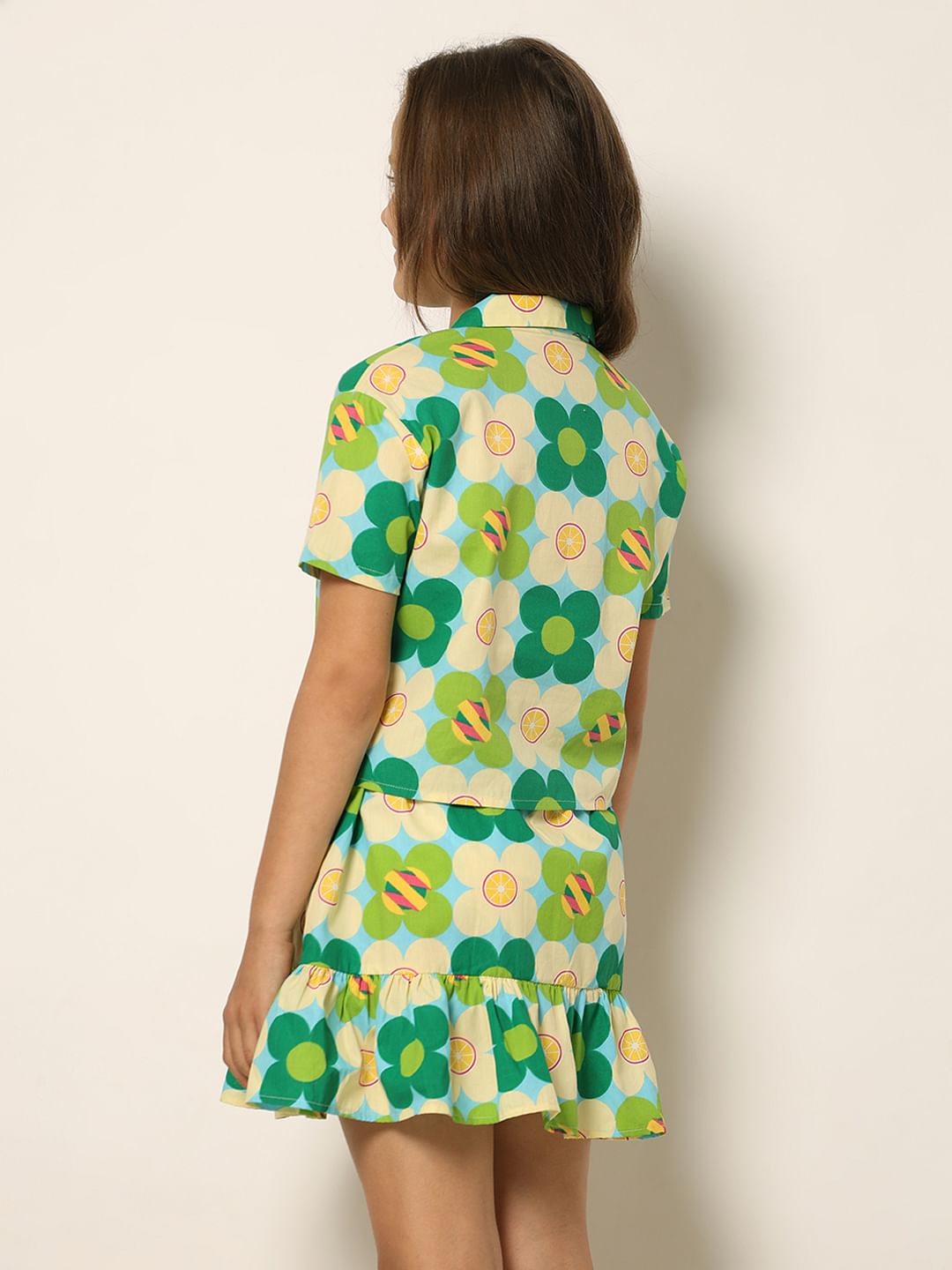 Green Floral Co-Ord Set Shirt