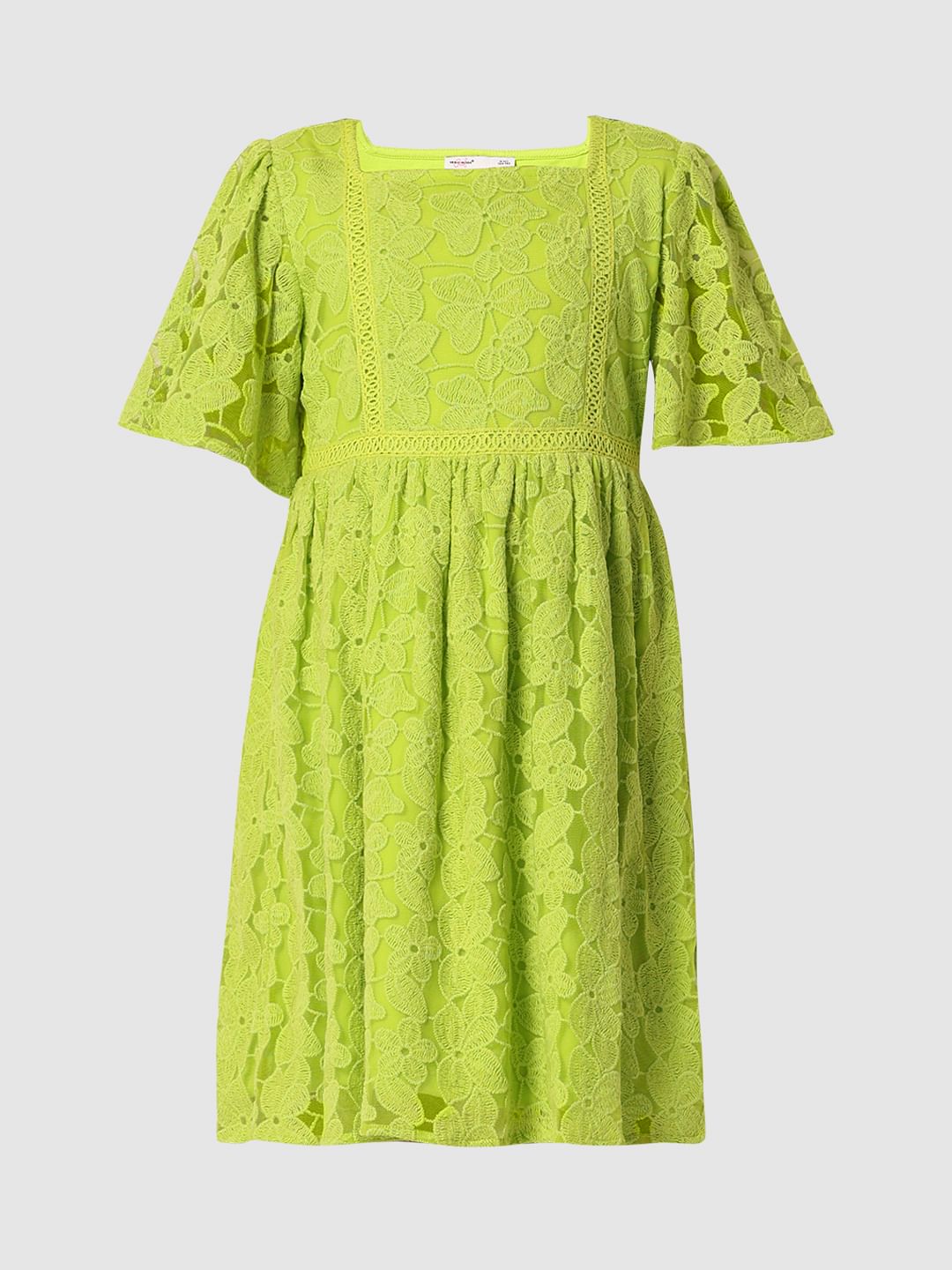 Girls Green Lace Fit & Flare Dress