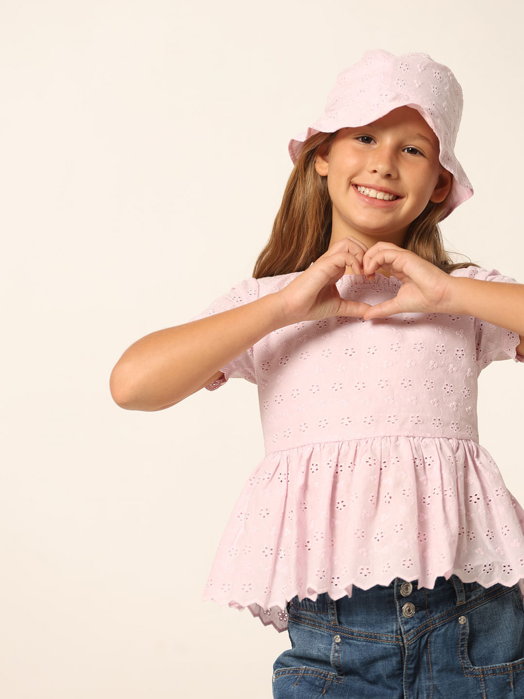 Pink Schiffli Flared Top