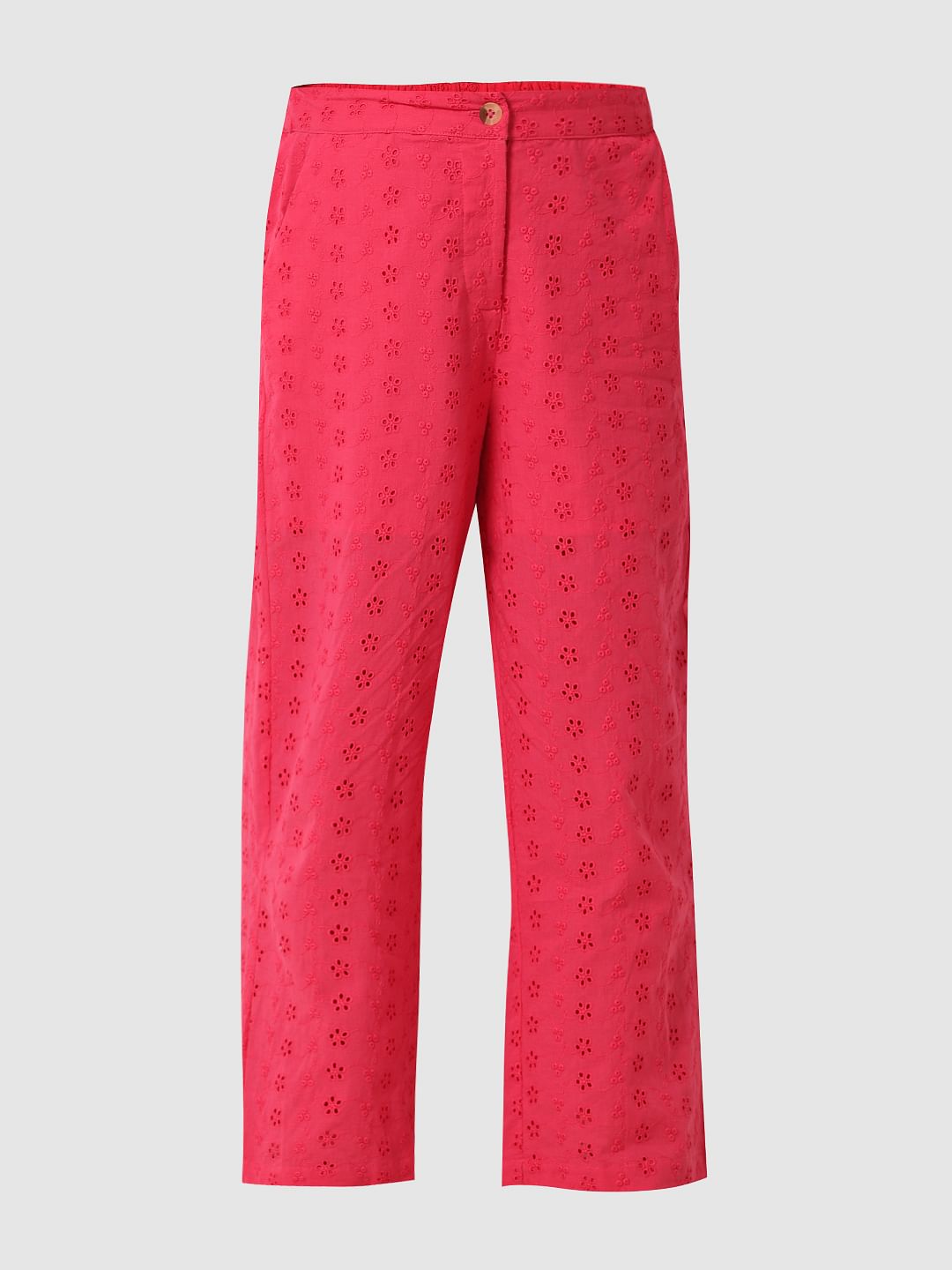 Pink Schiffli Wide Leg Pants