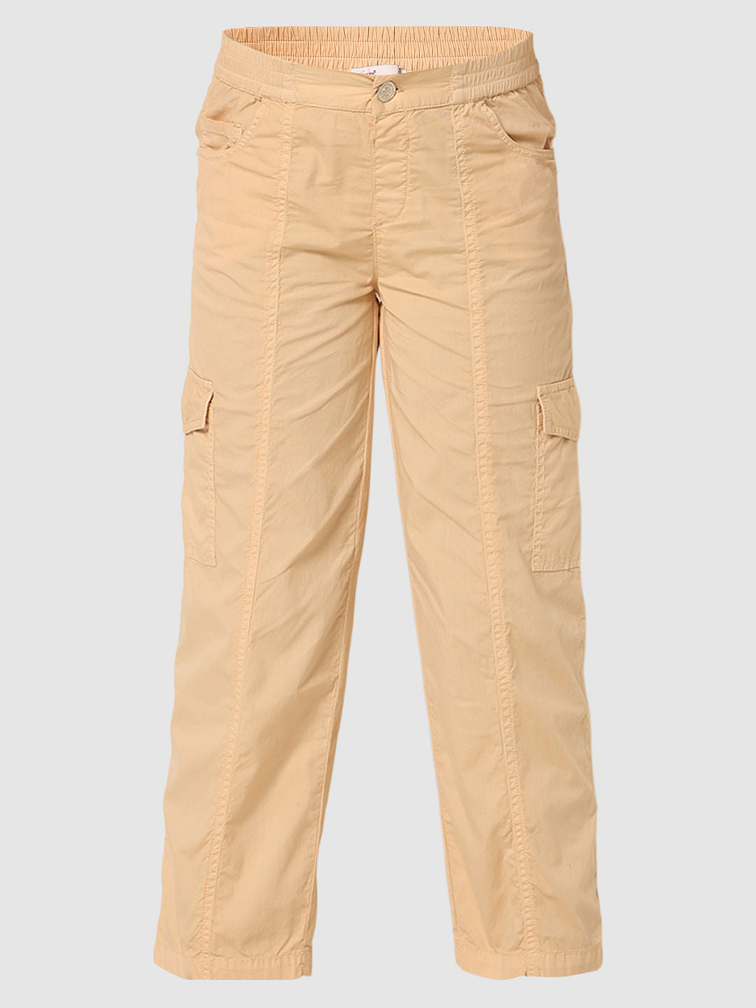 Girls Peach Mid Rise Cargo Pants