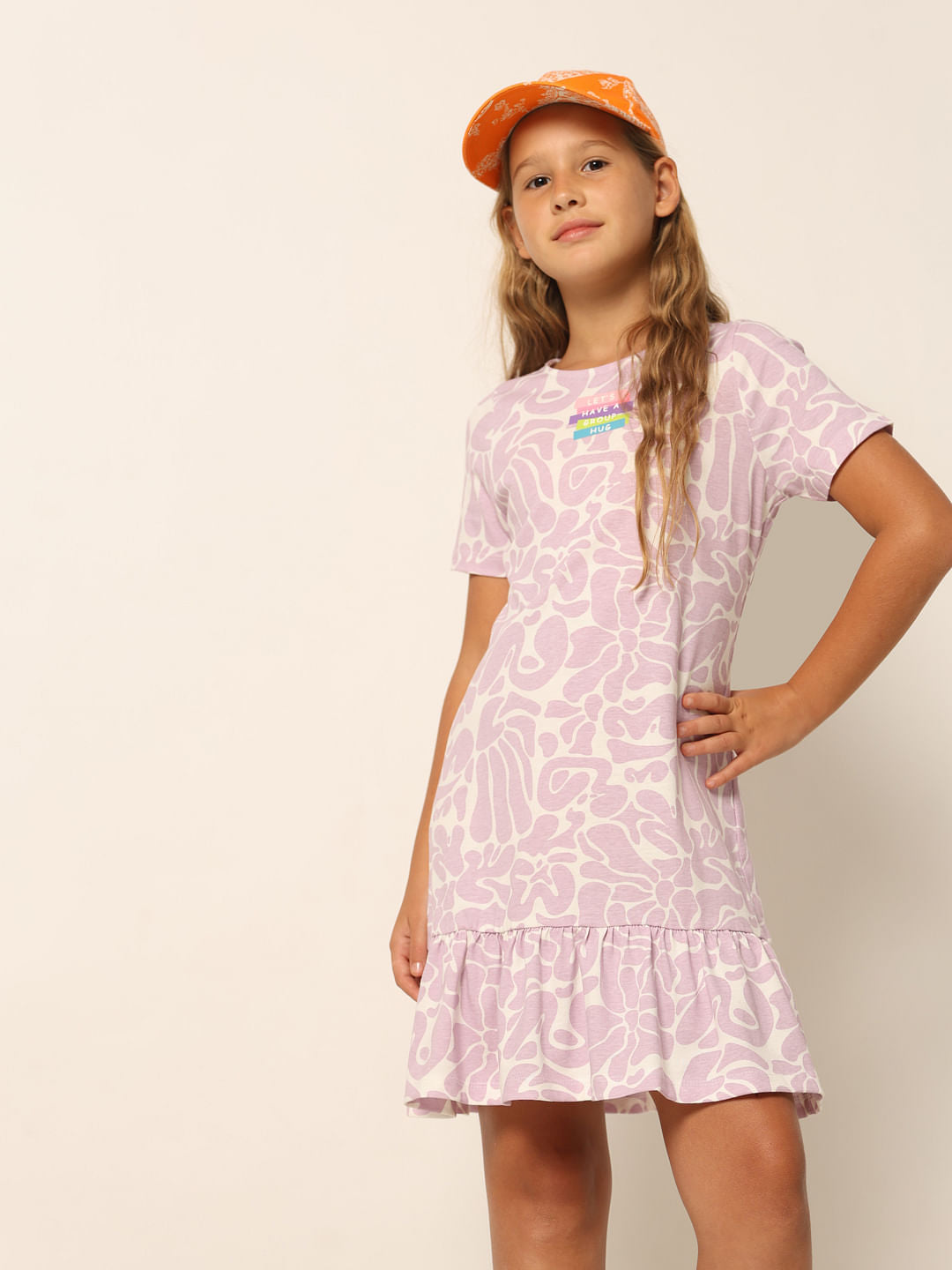 Purple Printed Shift Dress