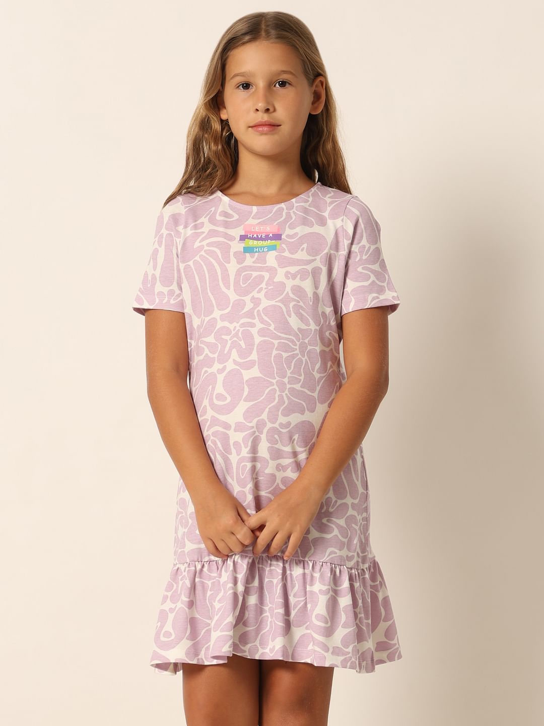 Purple Printed Shift Dress
