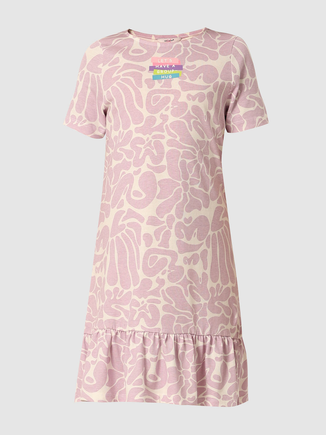 Purple Printed Shift Dress