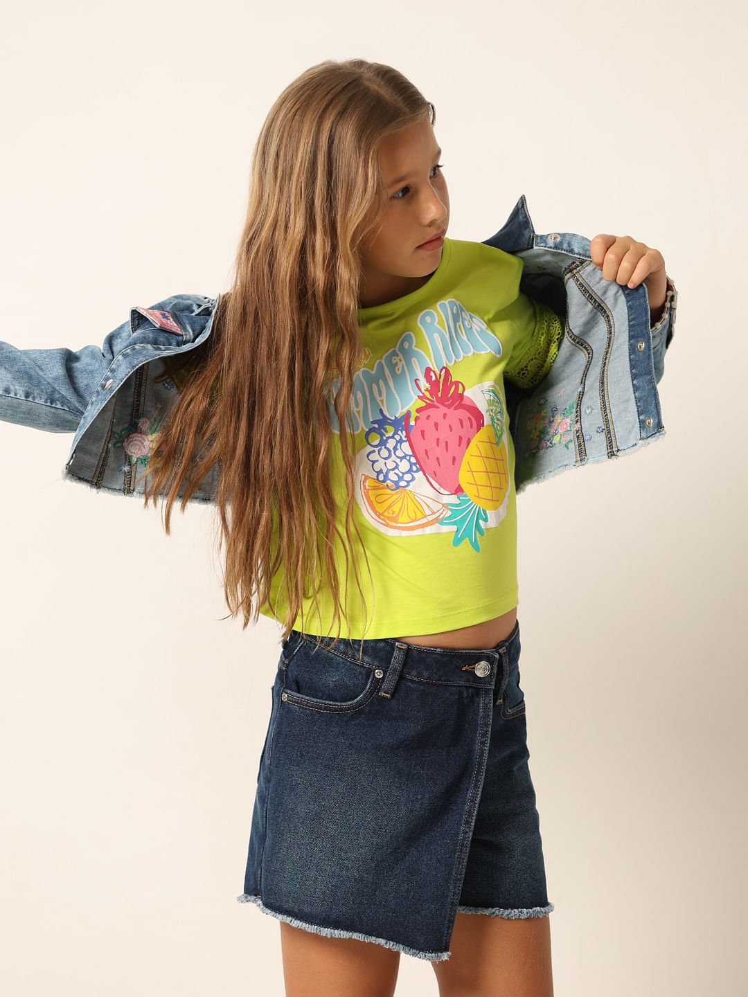 Neon Green Printed Boxy Fit T-Shirt - 5/6Y
